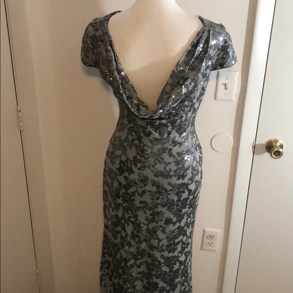 Grey Sequin dress with cowl back and zippered side - Picture 6 of 7